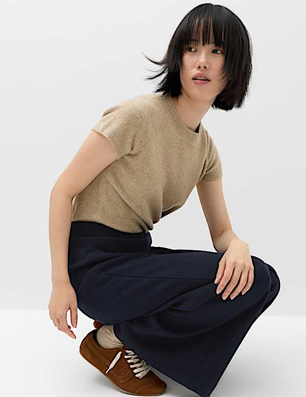 Premium Jersey Seam Detail Wide Leg Trousers