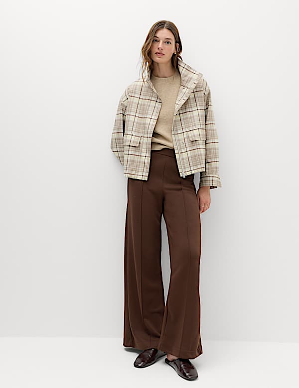 Premium Jersey Seam Detail Wide Leg Trousers