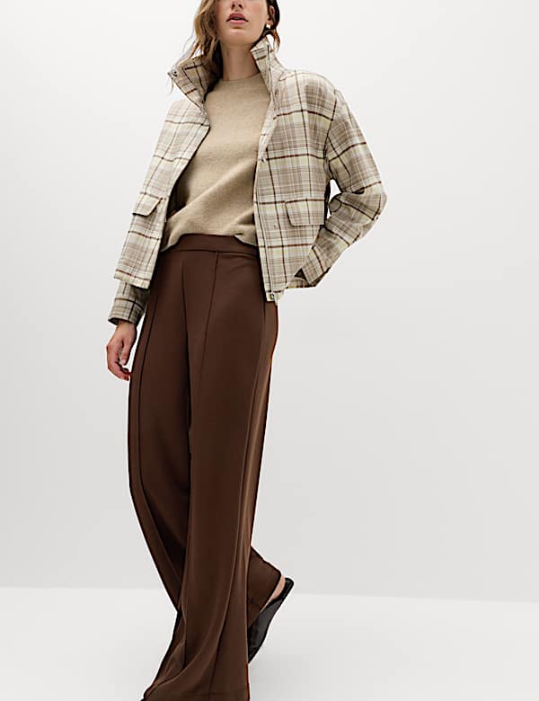 Premium Jersey Seam Detail Wide Leg Trousers