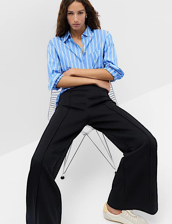 Premium Jersey Seam Detail Wide Leg Trousers - SI