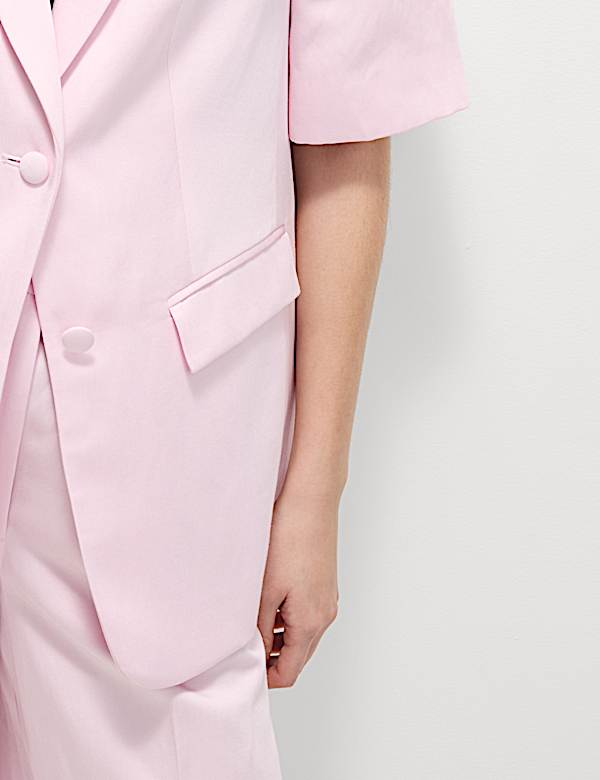 Einreihiger Kurzarm-Blazer aus Leinenmischgewebe - AT