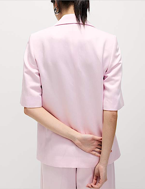 Einreihiger Kurzarm-Blazer aus Leinenmischgewebe - AT