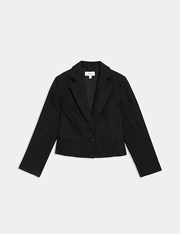 Pinstripe Single Breasted Cropped Blazer - HR