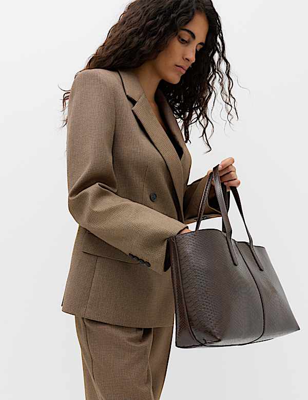 Checked Double Breasted Blazer - CN