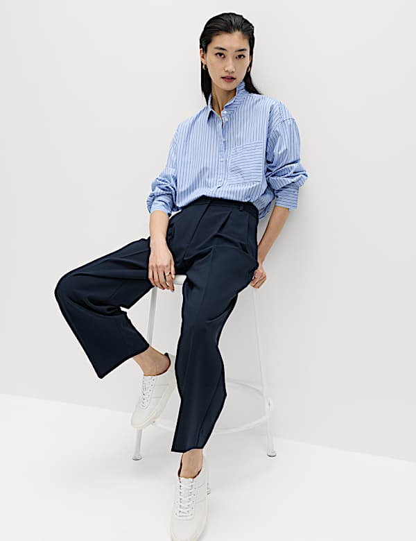 Pleat Front Carrot Leg Trousers - BE