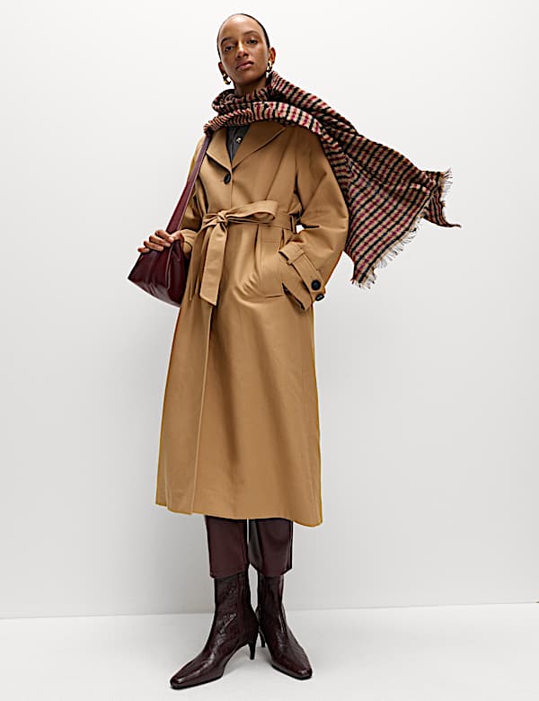Cotton Rich Belted Longline Trench Coat