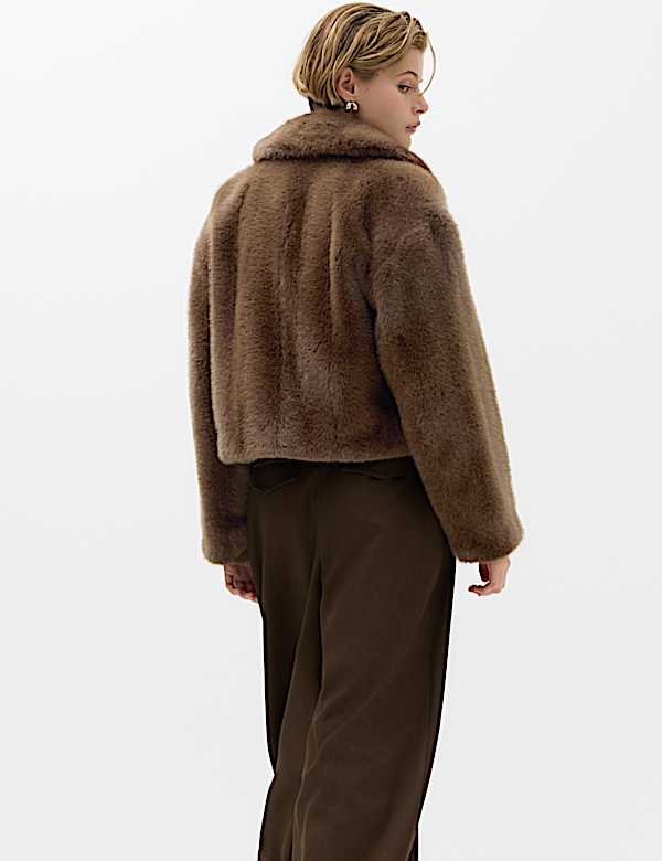 Faux Fur Collared Short Jacket - CA