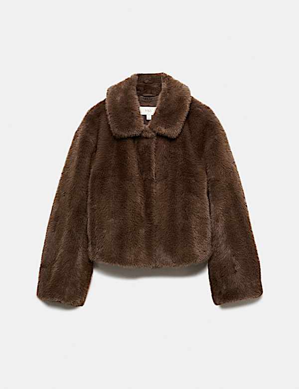 Faux Fur Collared Short Jacket - CA