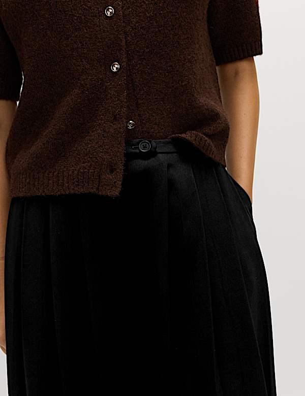 Pantalon palazzo en sergé de satin à trois plis - CH