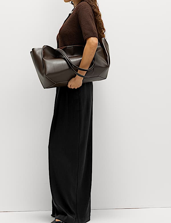 Pantalon palazzo en sergé de satin à trois plis - CH