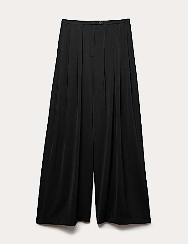 Pantalon palazzo en sergé de satin à trois plis - CH