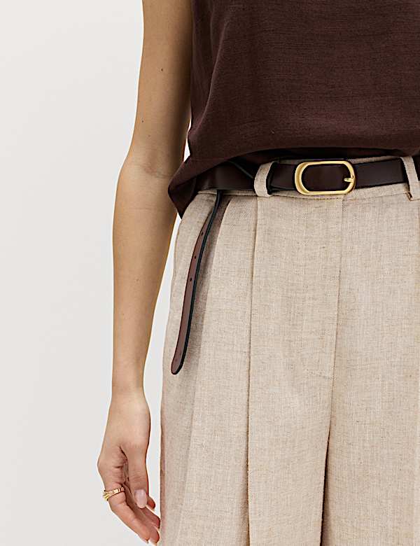 Pantalon &agrave; pinces coupe large en lin m&eacute;lang&eacute; - BE