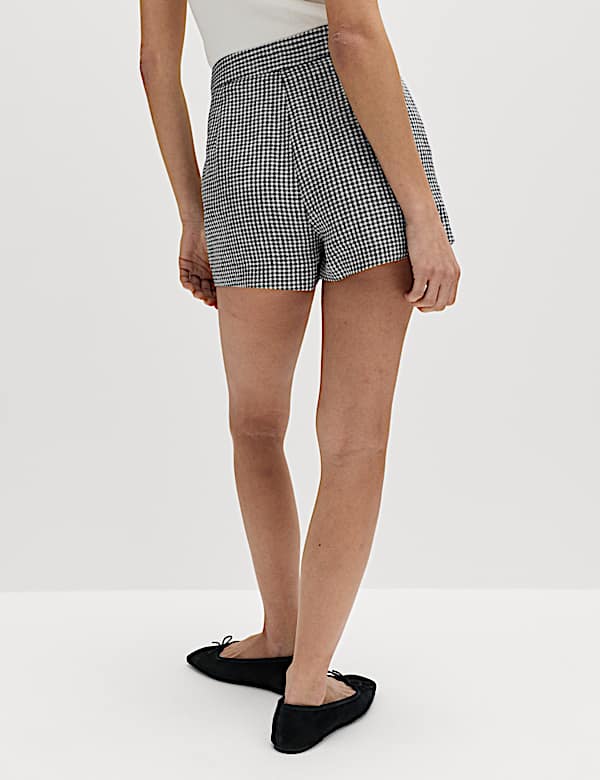 Short 100 % lin &agrave; carreaux - FR