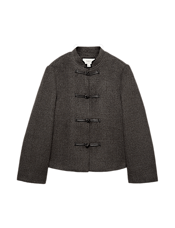 Textured Knot Button Detail Short Jacket