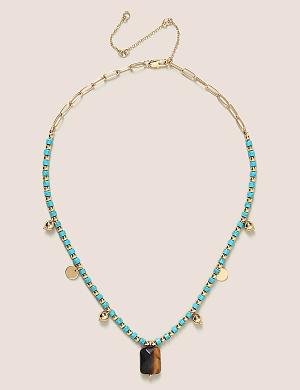 Κολιέ σε σχέδιο σκοινιού με ημιπολύτιμους λίθους - GR