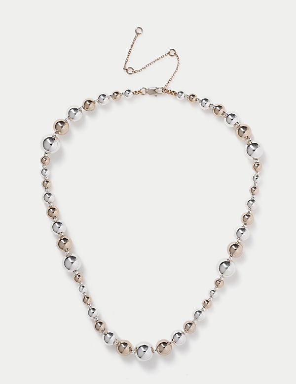 Mixed Metal Graduated Ball Necklace  - GR
