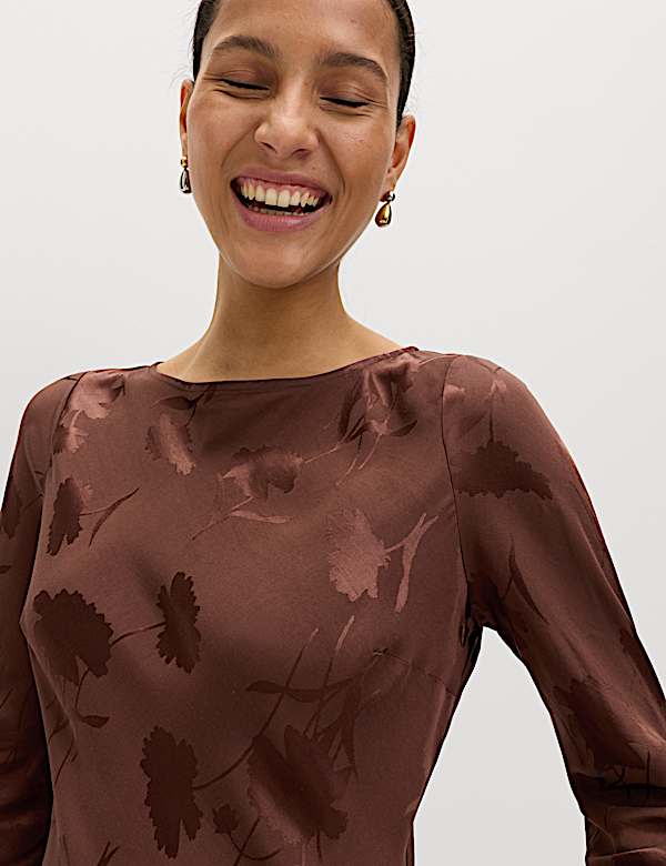 Jacquard Round Neck Midaxi Dress - US