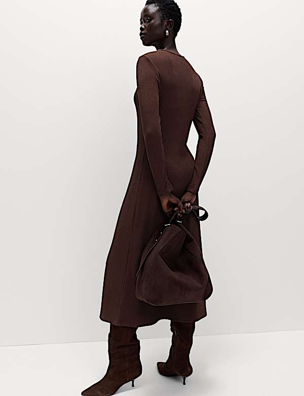 Jersey Plisse Midaxi Skater Dress - UA