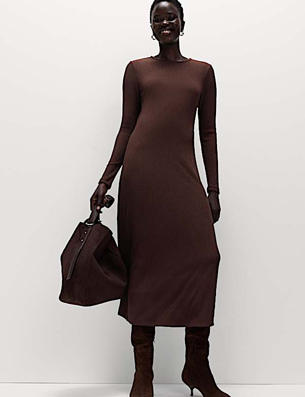 Jersey Plisse Midaxi Skater Dress - UA