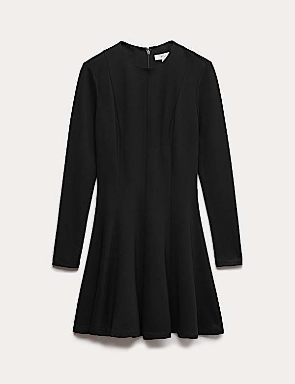 Jersey Crew Neck Mini Skater Dress - AT