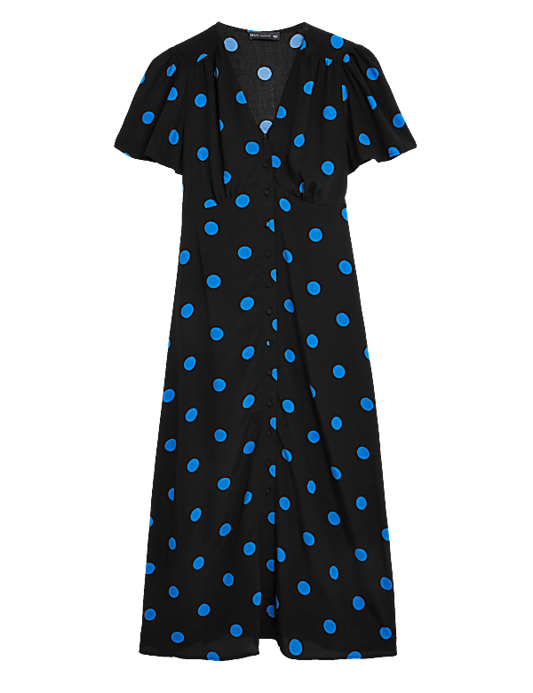 Polka Dot Button Through Midi Tea Dress