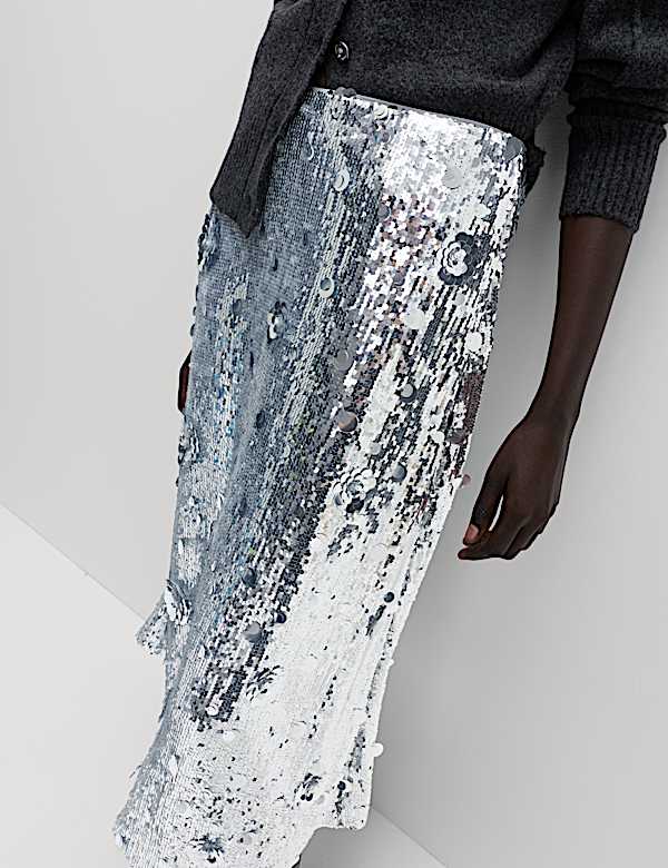 Sequin Midaxi A-Line Skirt - AL