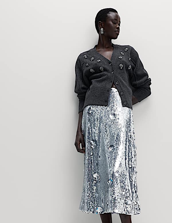Sequin Midaxi A-Line Skirt - AL