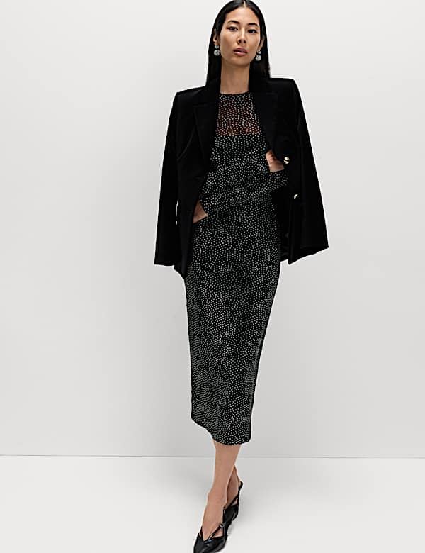 Mesh Jersey Sequin Column Dress - LU