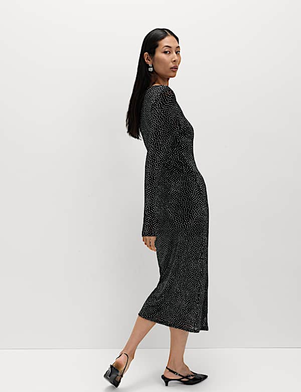 Mesh Jersey Sequin Column Dress - LU