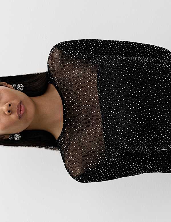 Mesh Jersey Sequin Column Dress - LU