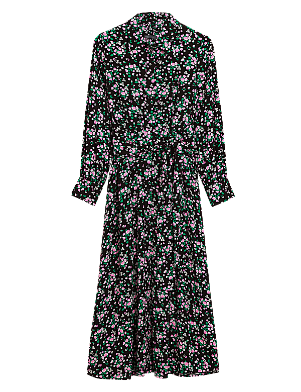 Floral Tie Front Midaxi Shirt Dress