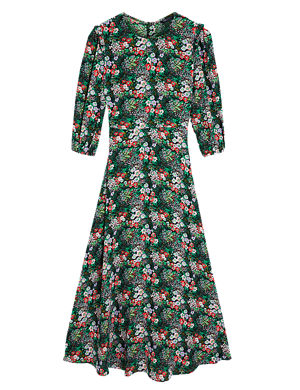 Floral Frill Detail Midaxi Tea Dress