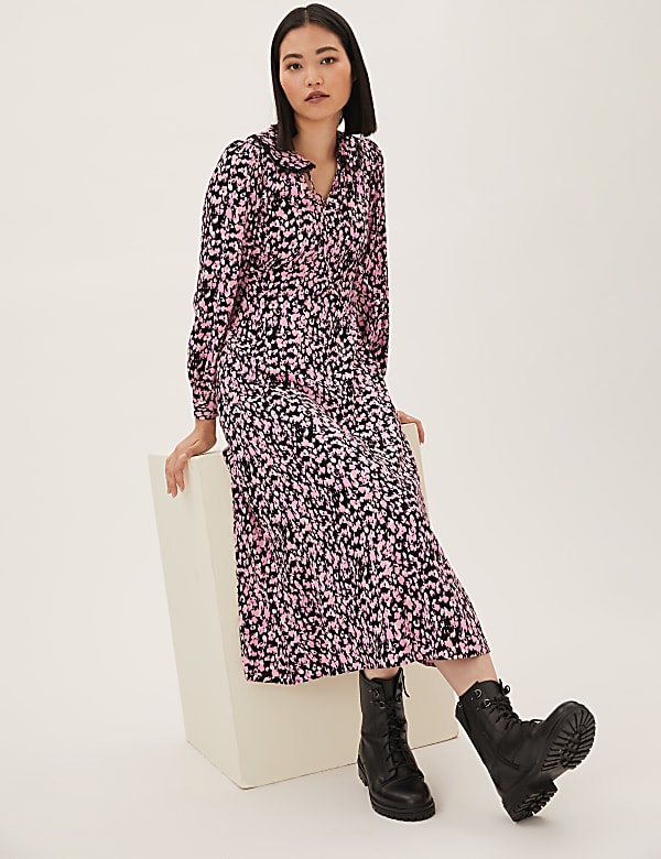 Printed Collared Midi Tea Dress
