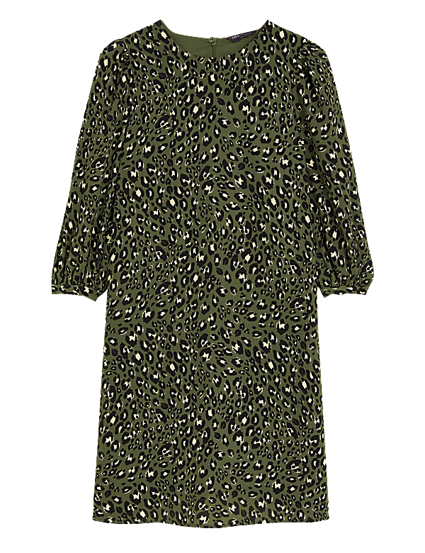 Animal Print Puff Sleeve Swing Dress