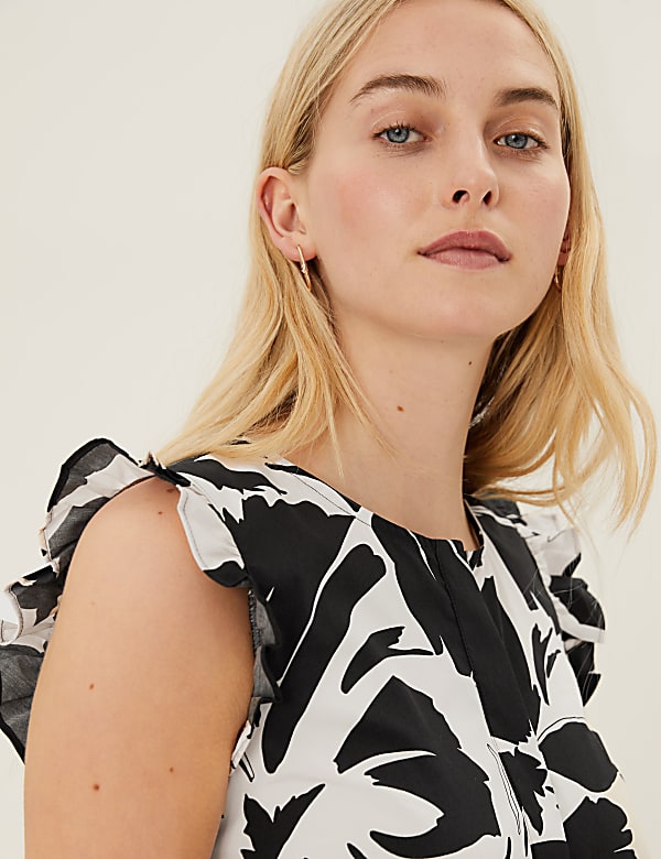 Pure Cotton Floral Midi Smock Dress