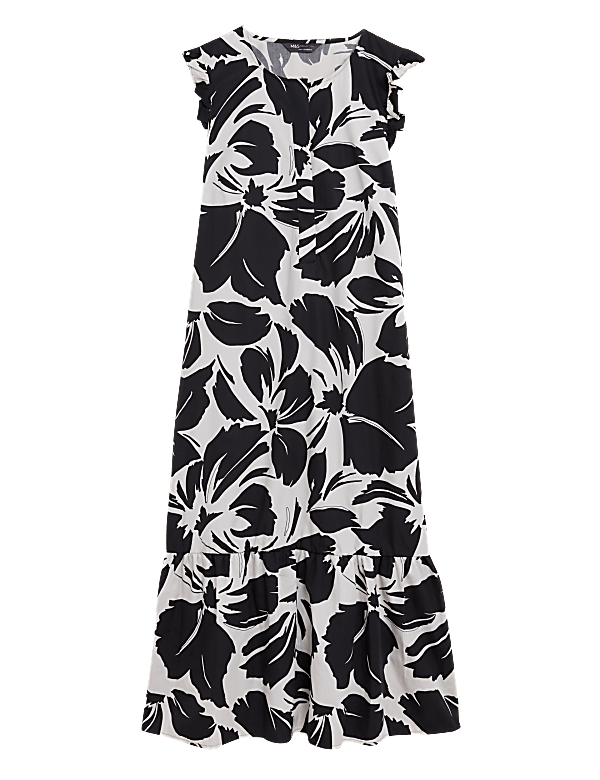 Pure Cotton Floral Midi Smock Dress