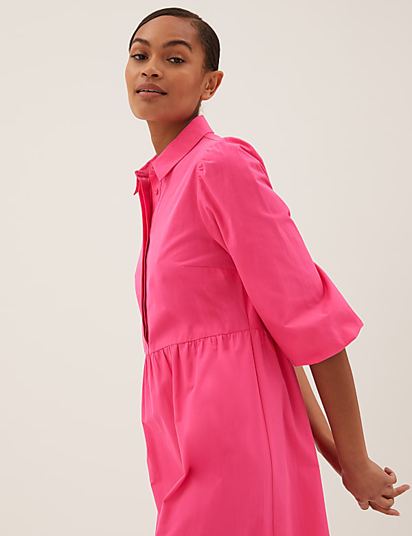 Pure Cotton Midi Shirt Dress