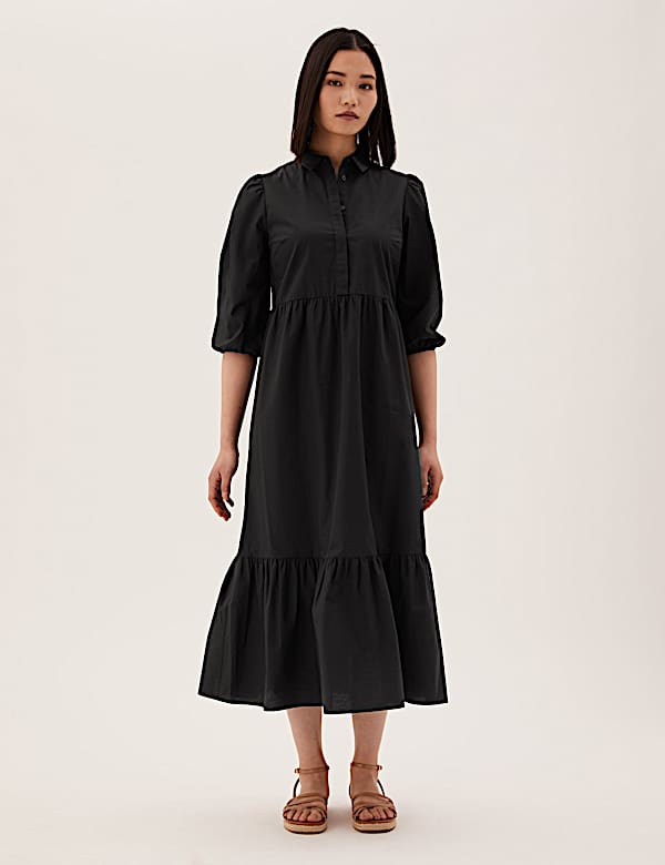 Pure Cotton Midi Shirt Dress