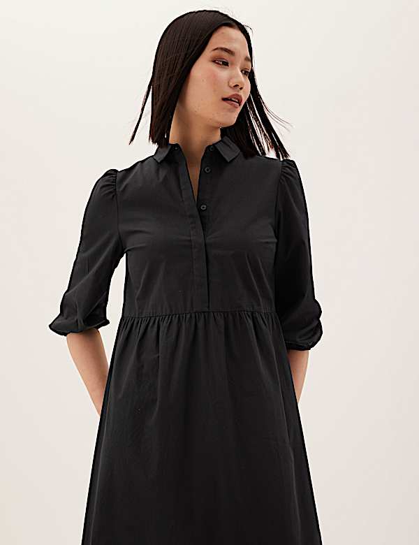 Pure Cotton Midi Shirt Dress