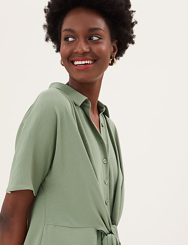 Tie Front Midi Shirt Dress