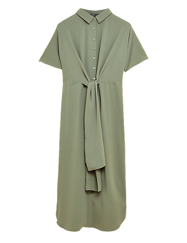 Tie Front Midi Shirt Dress