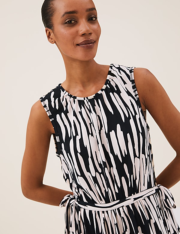 Jersey Animal Print Midi Waisted Dress