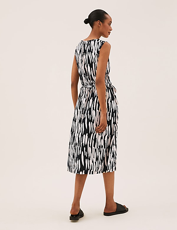 Jersey Animal Print Midi Waisted Dress