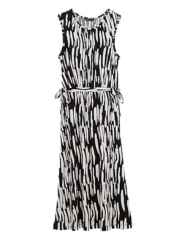 Jersey Animal Print Midi Waisted Dress