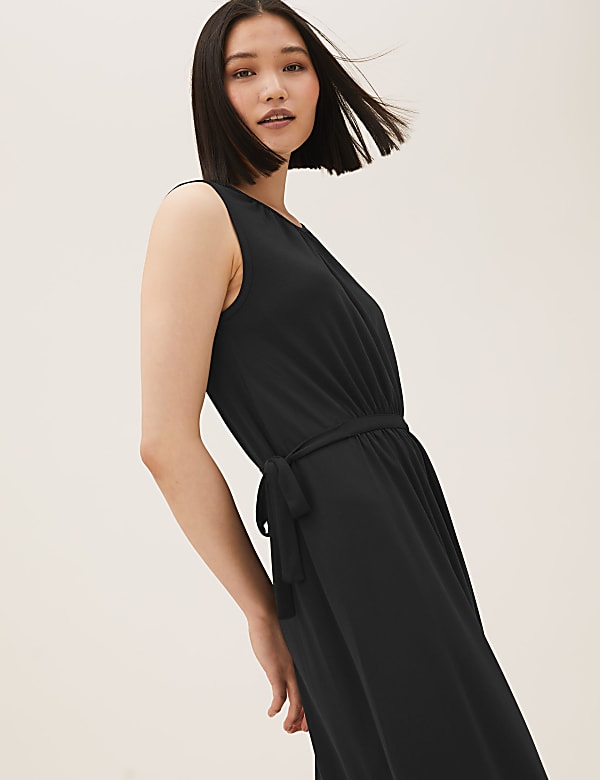 Jersey Sleeveless Midi Waisted Dress