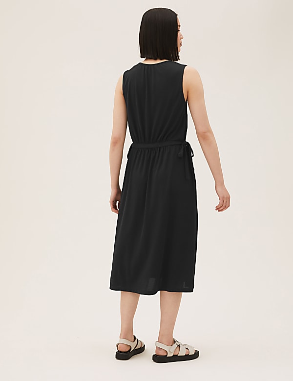 Jersey Sleeveless Midi Waisted Dress