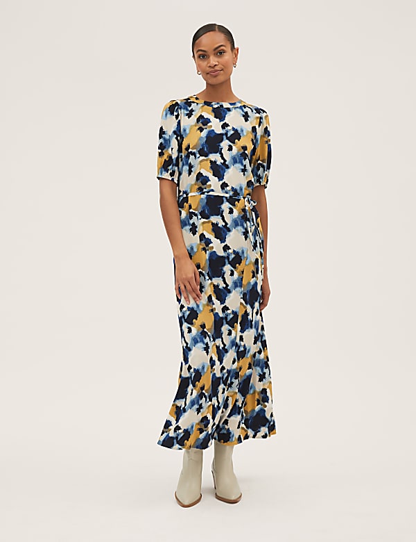 Printed Round Neck Midaxi Column Dress