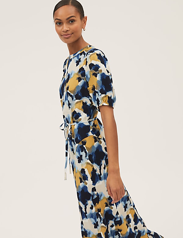Printed Round Neck Midaxi Column Dress