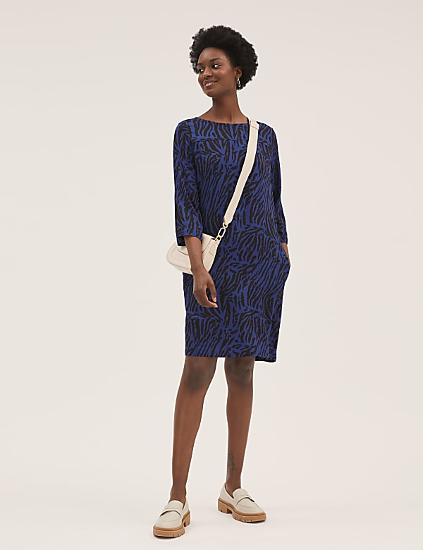 Animal print dress blue shop