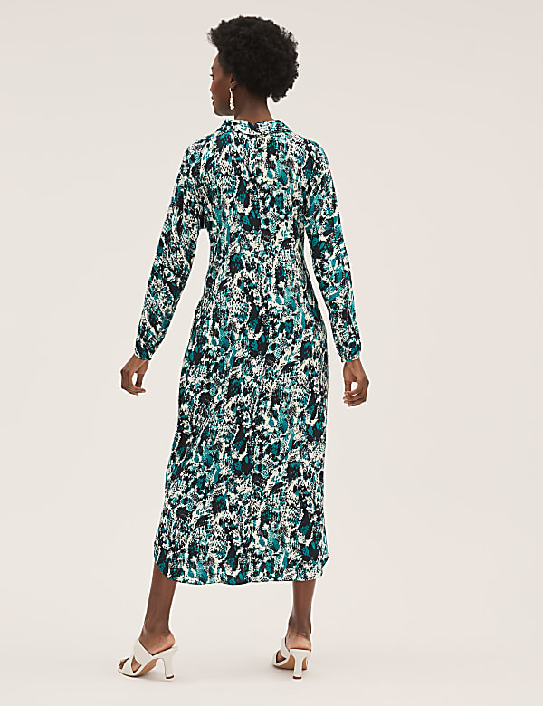 Animal Print Tie Front Midaxi Shirt Dress